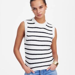 Madewell Womens Black Striped Bouclé-Knit Sweater Tank